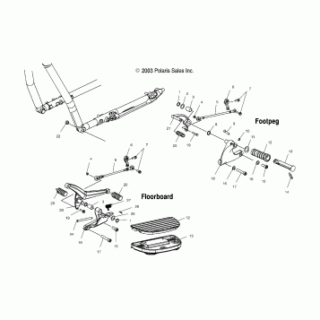 CHASSIS, L.H. FOOTPEG/FLOORBOARD/SHIFT - V04GB16/NC16/ALL OPTIONS (4989548954A06)
