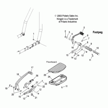 CHASSIS, R.H. FOOTPEG/FLOORBOARD/BRAKE - V04GB16/NC16/ALL OPTIONS (4989548954A07)