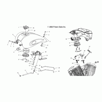 FUEL SYSTEM, FUEL TANK, LINES and THROTTLE BODY - V04GB16/NC16/ALL OPTIONS (4989548954A13)