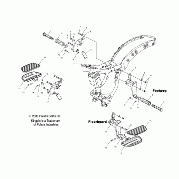 CHASSIS, FOOTPEGS, PASSENGER, FLOORBOARDS - V04CB16/ALL OPTIONS (4989568956A05)