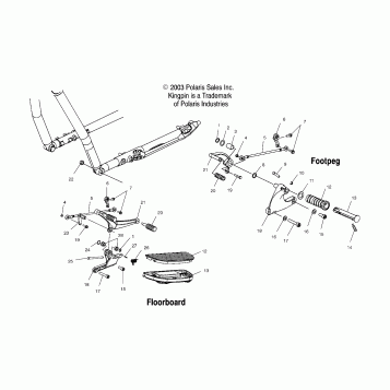CHASSIS, L.H. FOOTPEG/FLOORBOARD/SHIFTER - V04CB16/ALL OPTIONS (4989568956A06)