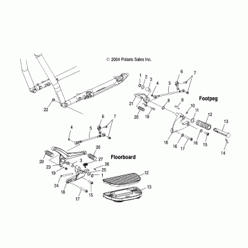 CHASSIS, L.H. FOOTPEG/FLOORBOARD/SHIFT - V05AB16/EC16/GB16ALL OPTIONS (4996239623A06)