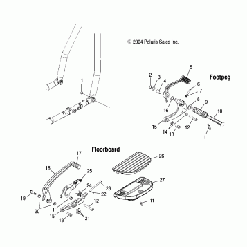 CHASSIS, R.H. FOOTPEG/FLOORBOARD/BRAKE - V05AB16/EC16/GB16ALL OPTIONS (4996239623A07)