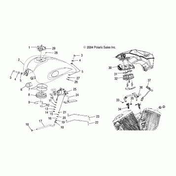FUEL SYSTEM, FUEL TANK, LINES and THROTTLE BODY - V05AB16/EC16/GB16ALL OPTIONS (4996239623A13)