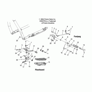 CHASSIS, L.H. FOOTPEG/FLOORBOARD/SHIFTER - V05CB16/DC16/ALL OPTIONS (4996259625A06)