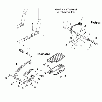 CHASSIS, R.H. FOOTPEG/FLOORBOARD/BRAKE - V05CB16/DC16/ALL OPTIONS (4996259625A07)