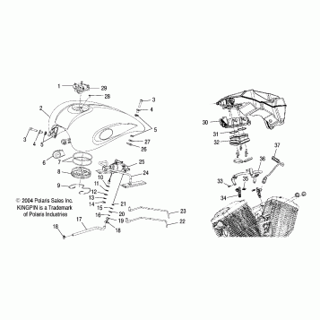 FUEL SYSTEM, FUEL TANK, LINES and THROTTLE BODY - V05CB16/DC16/ALL OPTIONS (4996259625A13)