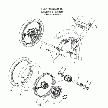 WHEELS, FRONT (SPOKED) - V05CB16/DC16/ALL OPTIONS (4996259625B01)