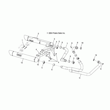 ENGINE, EXHAUST SYSTEM - V05TB16/ALL OPTIONS (4996279627C06)