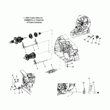 DRIVE TRAIN, SHIFT FORKS/DRUM - V05HB26/ALL OPTIONS (4996299629D04)