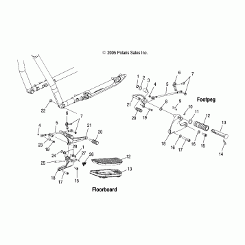 CHASSIS, FOOTPEG, L.H./FLOORBOARD/SHIFT - V07AB26/GB26 ALL OPTIONS (4999203359920335A06)