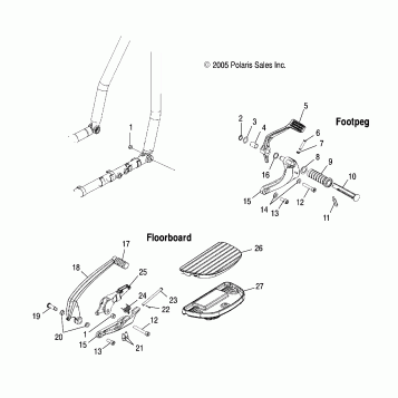 CHASSIS, FOOTPEG, R.H./FLOORBOARD/BRAKE - V07AB26/GB26 ALL OPTIONS (4999203359920335A07)
