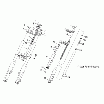 SUSPENSION, FORKS, FRONT and CLAMP ASM. - V07AB26/GB26 ALL OPTIONS (4999203359920335A10)