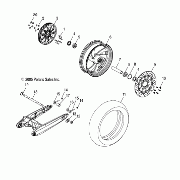 WHEELS, REAR (CAST) - V07AB26/GB26 ALL OPTIONS (4999203359920335B04)