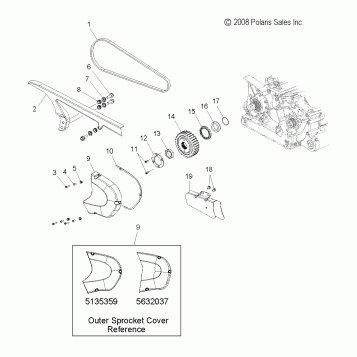 DRIVE TRAIN, DRIVE SPROCKET, FRONT - V07AB26/GB26 ALL OPTIONS (4999203359920335C07)