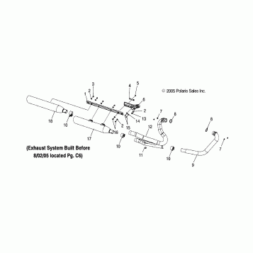 ENGINE, EXHAUST SYSTEM (IF BUILT AFTER 8/02/05) - V06AB26/GB26 ALL OPTIONS (4999203359920335D13)