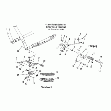 CHASSIS, FOOTPEG, L.H./FLOORBOARD, L.H./SHIFTER - V07CB26/CD26 ALL OPTIONS (4999203389920338A06)