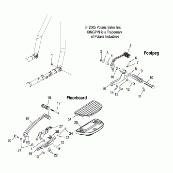 CHASSIS, FOOTPEG, R.H./FLOORBOARD, R.H./BRAKE - V07CB26/CD26 ALL OPTIONS (4999203389920338A07)
