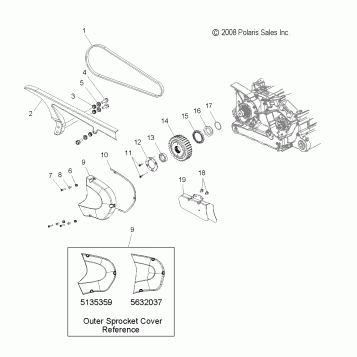 DRIVE TRAIN, DRIVE SPROCKET, FRONT - V07CB26/CD26 ALL OPTIONS (4999203389920338C10)