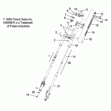 SUSPENSION, FORKS, FRONT and CLAMP ASM. - V07HB26/HS26 ALL OPTIONS (4999203419920341A10)