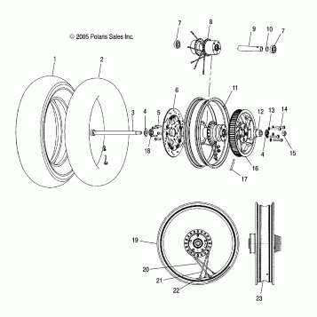 WHEELS, REAR (LACED) - V06TB16/ALL OPTIONS (4999203439920343A14)