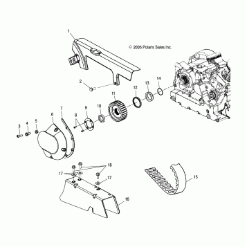 DRIVE TRAIN, FRONT DRIVE SPROCKET - V03TB16/ALL OPTIONS (4999203439920343C06)