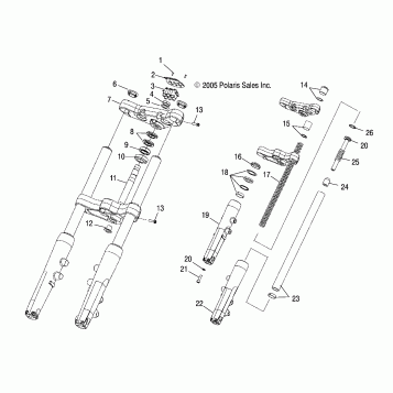 SUSPENSION, FORKS, FRONT and CLAMP ASM. - V07XB26/BC26 ALL OPTIONS (4999203459920345A12)
