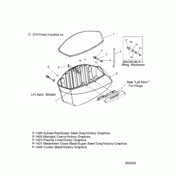 BODY, SADDLEBAG ASM., BIN - V15UW/YW/ZW36 ALL OPTIONS (800005)