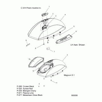 BODY, SADDLEBAG ASM., LID - V15UW/YW/ZW36 ALL OPTIONS (800006)