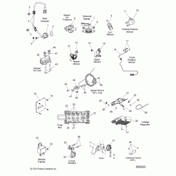 ELECTRICAL, SWITCHES, SENSORS and COMPONENTS - V15WB36/WW36 ALL OPTIONS (800022)