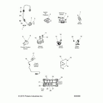 ELECTRICAL, SWITCHES, SENSORS and COMPONENTS 1 - V16YW36/UW36 ALL OPTIONS (800068)