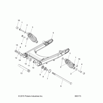 SUSPENSION, REAR ASM., SWING ARM AND SHOCKS - V17FTA/FTB ALL OPTIONS (800173)