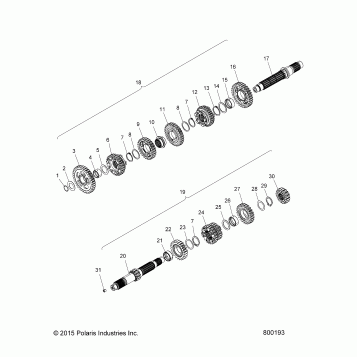 DRIVE TRAIN, INPUT/OUTPUT SHAFT ASM. - N18MSA00/MSB00 ALL OPTIONS (800193)