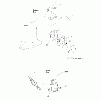 ELECTRICAL, BATTERY and FUSE BOX - V16LB36/LW36 ALL OPTIONS (49VICBATTERYBOX11VGS)