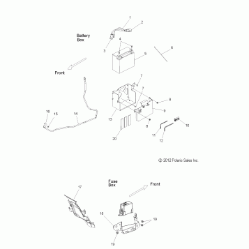 ELECTRICAL, BATTERY and FUSE BOX - V15WB36/WW36 ALL OPTIONS (49VICBATTERYBOX13KP)