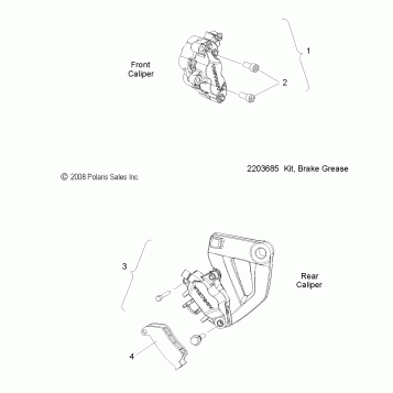 BRAKES, FRONT AND REAR CALIPER - V10XB36DAP/LKP/XC36DN ALL OPTIONS (49VICBRAKECALIPER09VEGAS)
