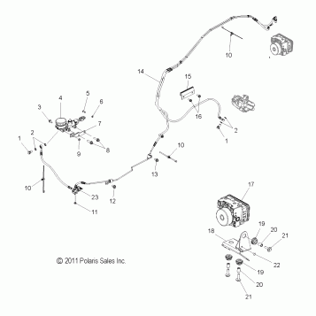 BRAKES, BRAKE LINE, REAR, W/ABS - V15CW/DW/TW36 (49VICBRAKELINERR12CR)
