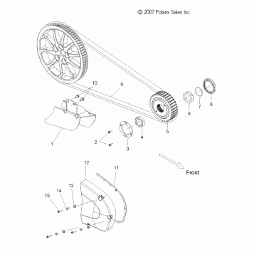 DRIVE TRAIN, DRIVE SPROCKET, BELT, COVER and GUARD - V08SB36/SD36 ALL OPTIONS (49VICDRVSPROCKET08VN)