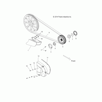 DRIVE TRAIN, DRIVE SPROCKET, BELT, COVER and GUARD - V16DA36 ALL OPTIONS (49VICDRVSPROCKET15CC)
