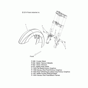 BODY, FENDER, FRONT - V15DCW/DB/DW/TW36 ALL OPTIONS (49VICFENDERFRT15CC)