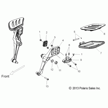 CHASSIS, FLOORBOARD/FOOTPEG, PASSENGER - V14DA/DB/DW/TW/ZW36 ALL OPTIONS (49VICFLOORBOARDPASS14CCT15)