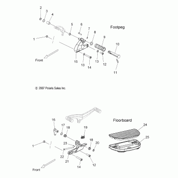 CHASSIS, FOOTPEG and FLOORBOARD, LH - V08AB26/GB26/LB26 ALL OPTIONS (49VICFOOTPEGLH08VEGAS)