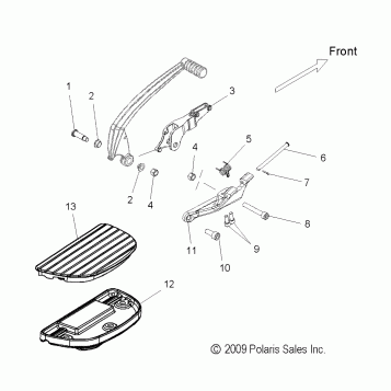 CHASSIS, FOOTPEG and FLOORBOARD, RH - V10CB26/PB26 ALL OPTIONS (49VICFOOTPEGRH10KP)