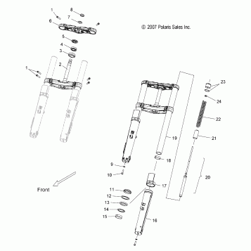 SUSPENSION, FRONT FORKS and CLAMPS - V08SB36/SD36 ALL OPTIONS (49VICFORKS08VN)