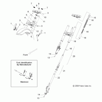 SUSPENSION, FRONT FORKS, MARZOCCI - V10HB36DD/HS36DC/BB26DA ALL OPTIONS (49VICFORKS09KPM)