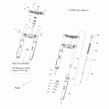 SUSPENSION, FRONT FORKS and CLAMPS, 45 MM - V10SD36/SC36/VB36 ALL OPTIONS (49VICFORKS09VN45)