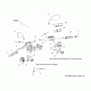 STEERING, HANDLEBAR ASM. and CONTROLS - V10DB36DA/EB36DA ALL OPTIONS (49VICHANDLEBARASM10CC)