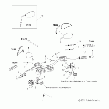 STEERING, HANDLEBAR ASM. and CONTROLS - V12TW36/DW36/KW36 ALL OPTIONS (49VICHANDLEBARASM12CC)