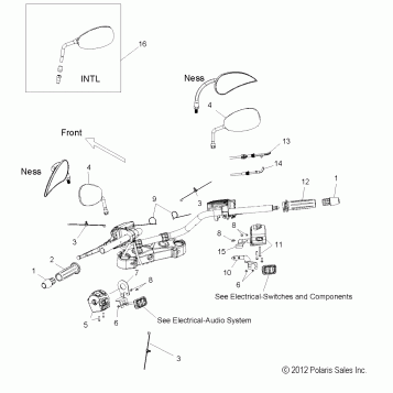 STEERING, HANDLEBAR ASM. and CONTROLS - V13DW36/TW/KW/ZW ALL OPTIONS (49VICHANDLEBARASM13CC)