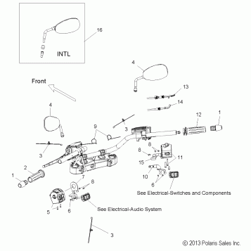 STEERING, HANDLEBAR ASM. and CONTROLS - V14DA/DB/DW/TW/ZW36 ALL OPTIONS (49VICHANDLEBARASM14CCT15)
